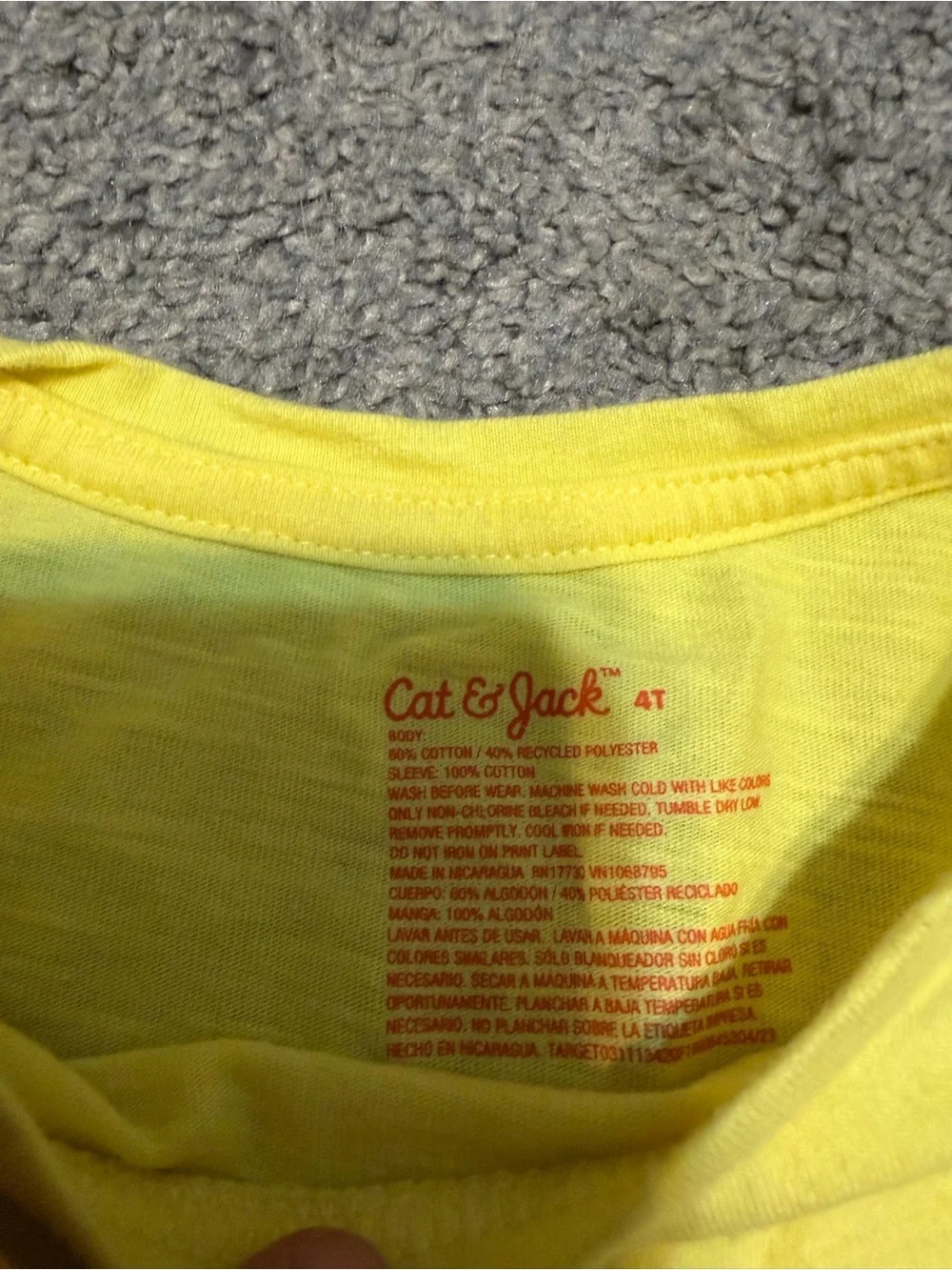 Cat & Jack Bright Yellow Eyelet Flutter Sleeve Tee